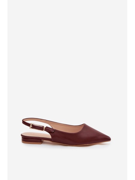 Iverelle Burgundy Ballerinas with Gold Buckle