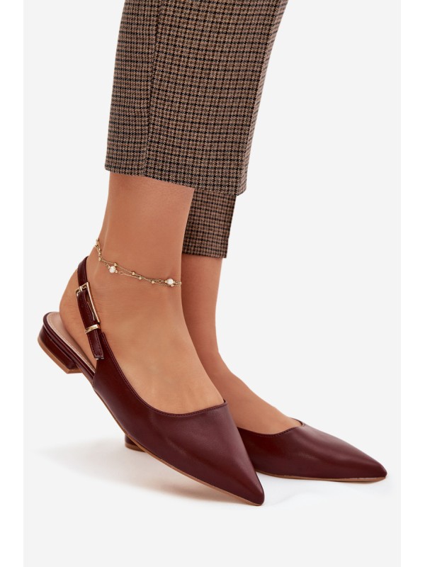 Iverelle Burgundy Ballerinas with Gold Buckle