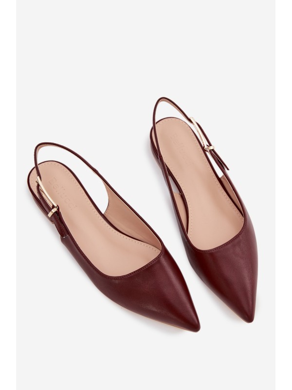 Iverelle Burgundy Ballerinas with Gold Buckle
