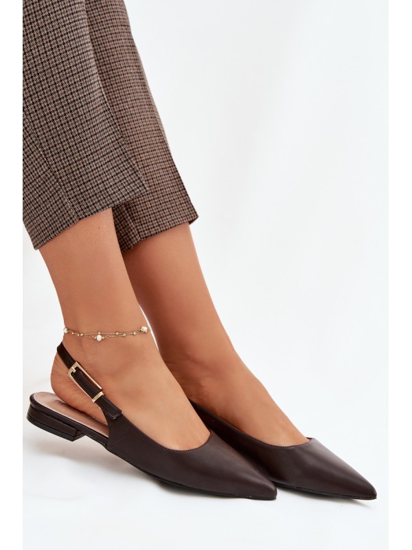 Iverelle Chocolate Ballerinas with Gold Buckle