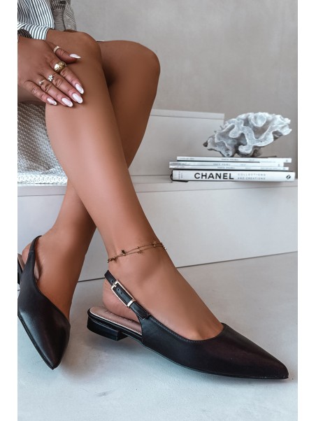 Iverelle Chocolate Ballerinas with Gold Buckle