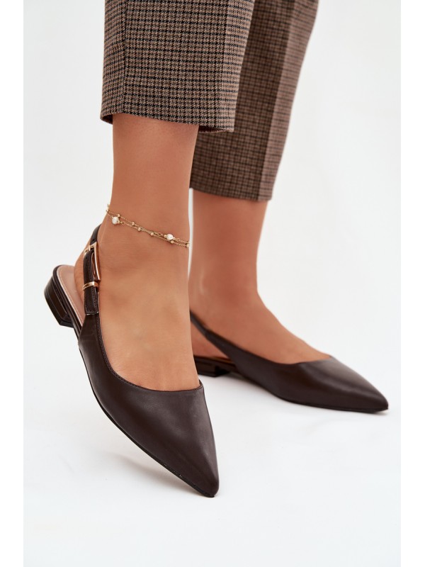 Iverelle Chocolate Ballerinas with Gold Buckle