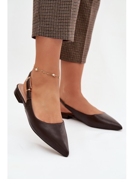 Iverelle Chocolate Ballerinas with Gold Buckle