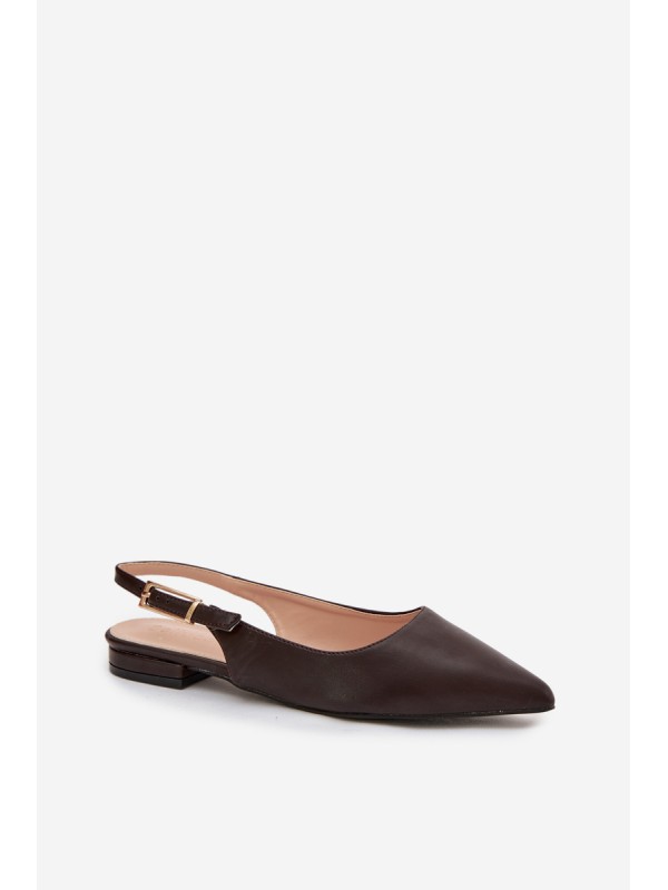 Iverelle Chocolate Ballerinas with Gold Buckle