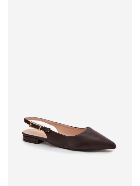 Iverelle Chocolate Ballerinas with Gold Buckle