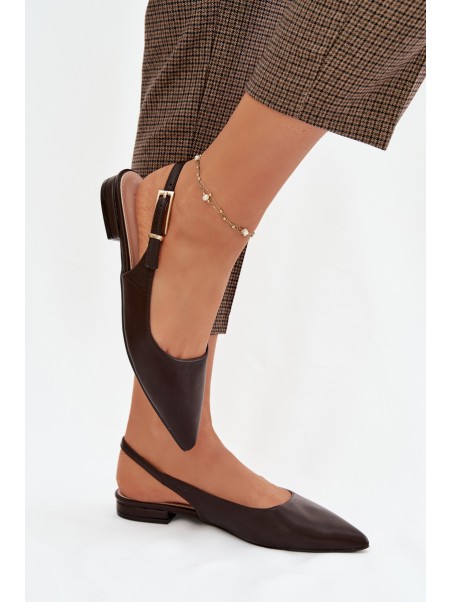 Iverelle Chocolate Ballerinas with Gold Buckle