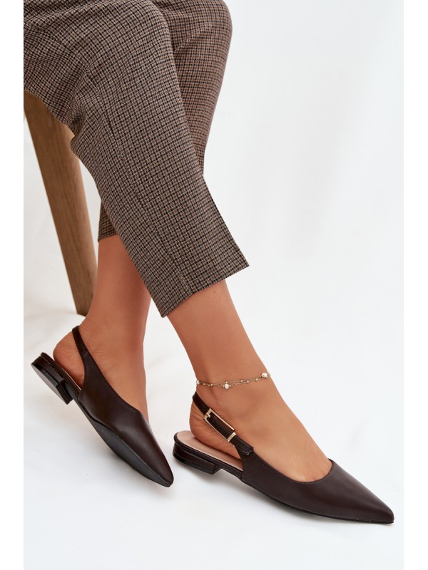 Iverelle Chocolate Ballerinas with Gold Buckle