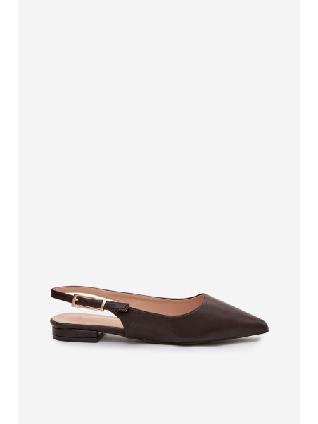 Iverelle Chocolate Ballerinas with Gold Buckle