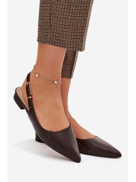 Iverelle Chocolate Ballerinas with Gold Buckle