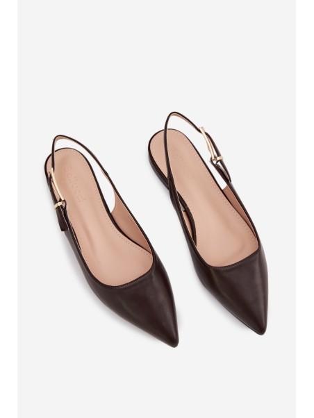 Iverelle Chocolate Ballerinas with Gold Buckle