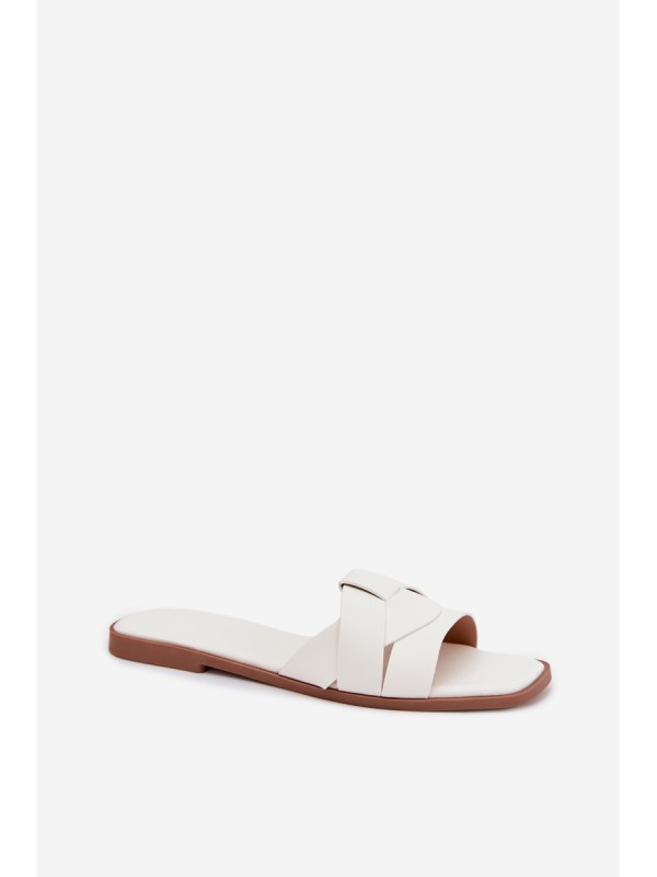 Women's Flat White Slides With Straps Marissae