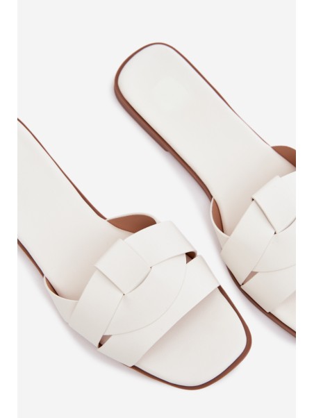 Women's Flat White Slides With Straps Marissae