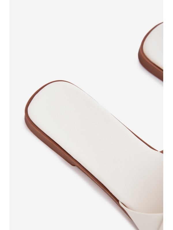 Women's Flat White Slides With Straps Marissae