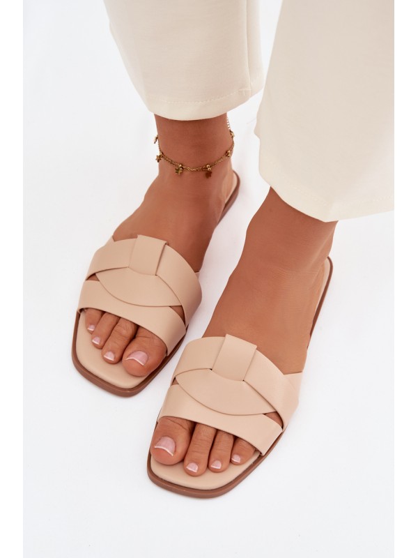 Women's Flat Beige Slides With Straps Marissae 2