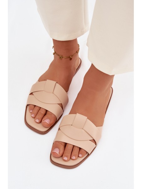 Women's Flat Beige Slides With Straps Marissae
