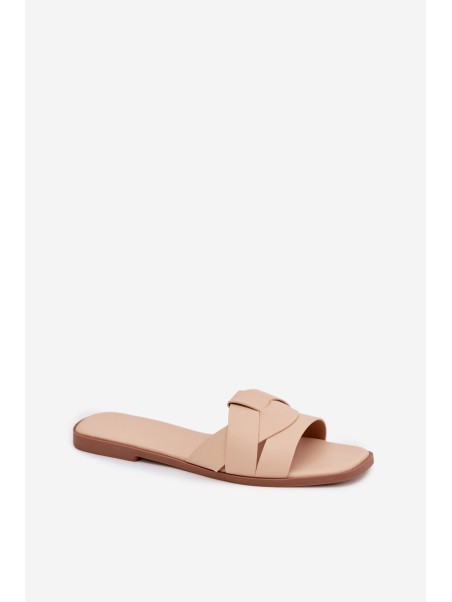 Women's Flat Beige Slides With Straps Marissae