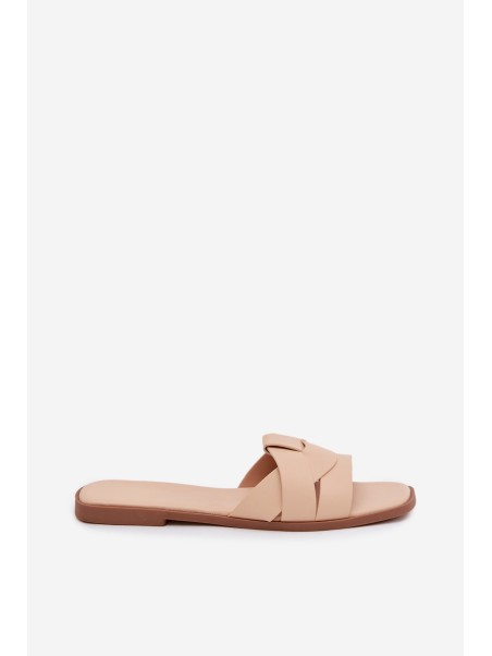 Women's Flat Beige Slides With Straps Marissae
