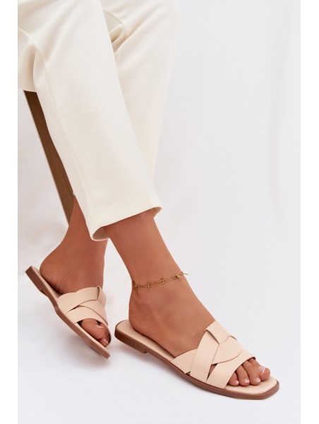 Women's Flat Beige Slides With Straps Marissae