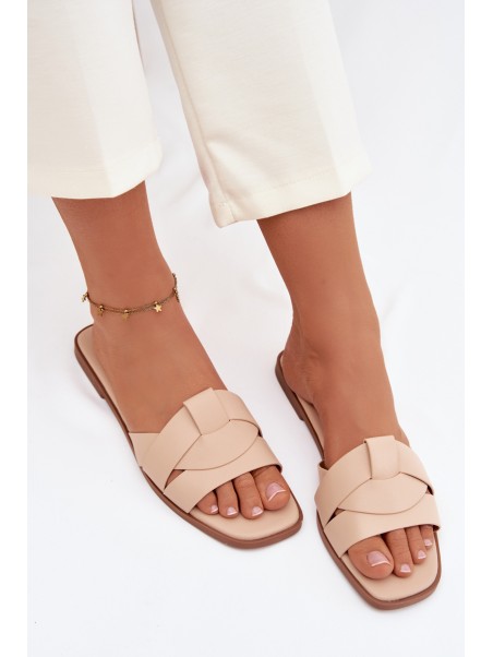 Women's Flat Beige Slides With Straps Marissae