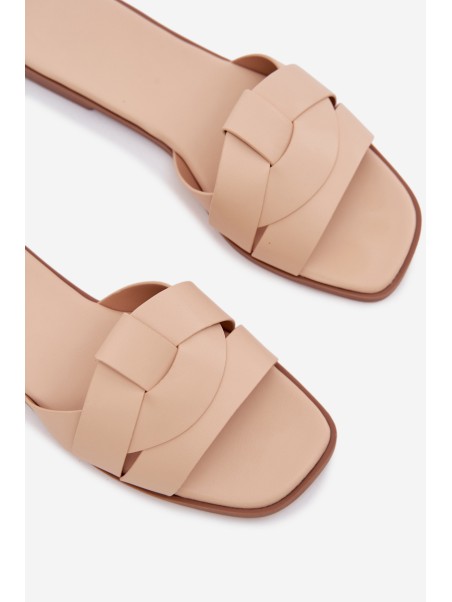 Women's Flat Beige Slides With Straps Marissae