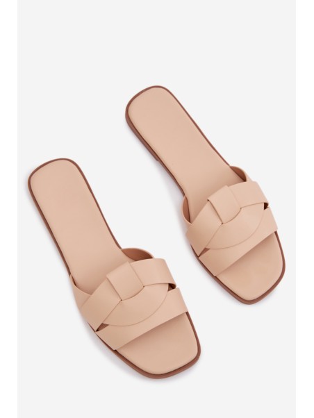 Women's Flat Beige Slides With Straps Marissae