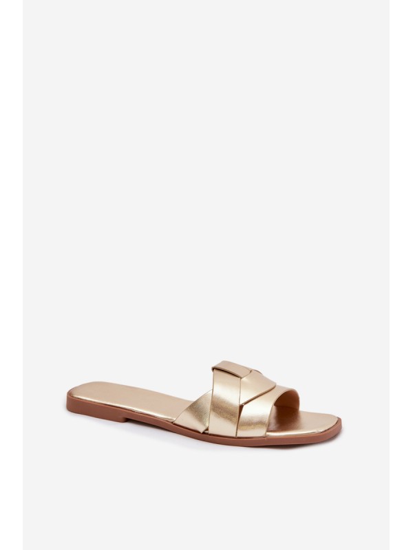 Women's Flat Gold Slides with Straps Marissae