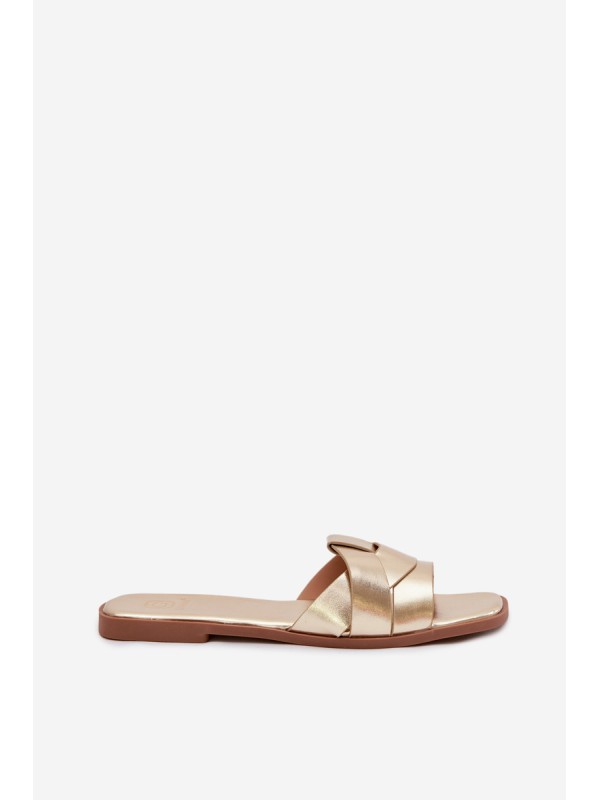 Women's Flat Gold Slides with Straps Marissae