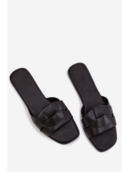 Women's Flat Black Slides With Straps Marissae