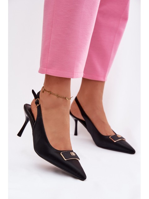 Women's Heeled Sandals with Decorative Detail Black Lurella 2