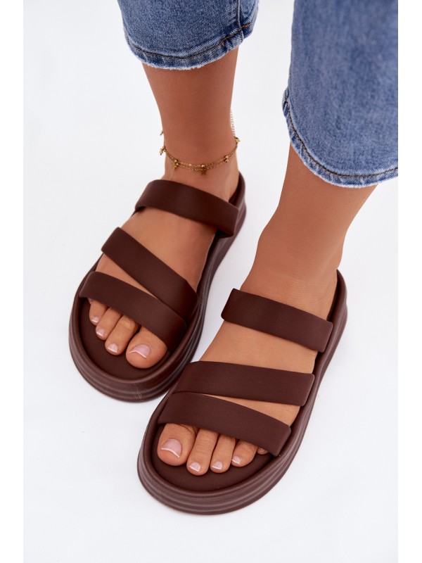 Material Women's Platform Sandals With Straps Chocolate Liorine