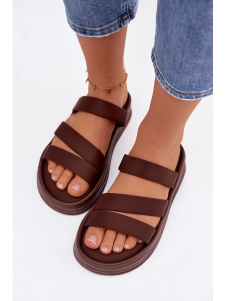 Material Women's Platform Sandals With Straps Chocolate Liorine