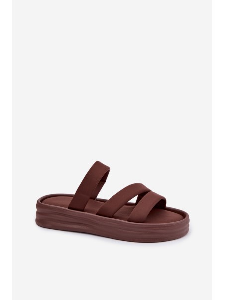 Material Women's Platform Sandals With Straps Chocolate Liorine