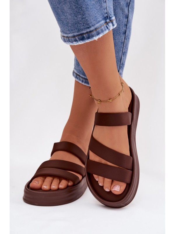 Material Women's Platform Sandals With Straps Chocolate Liorine