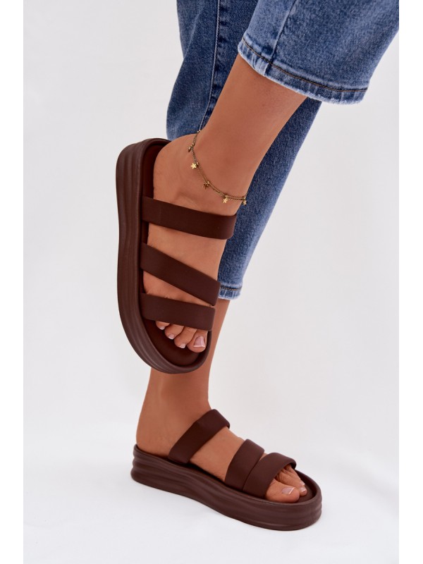Material Women's Platform Sandals With Straps Chocolate Liorine