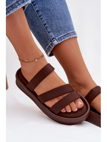 Material Women's Platform Sandals With Straps Chocolate Liorine