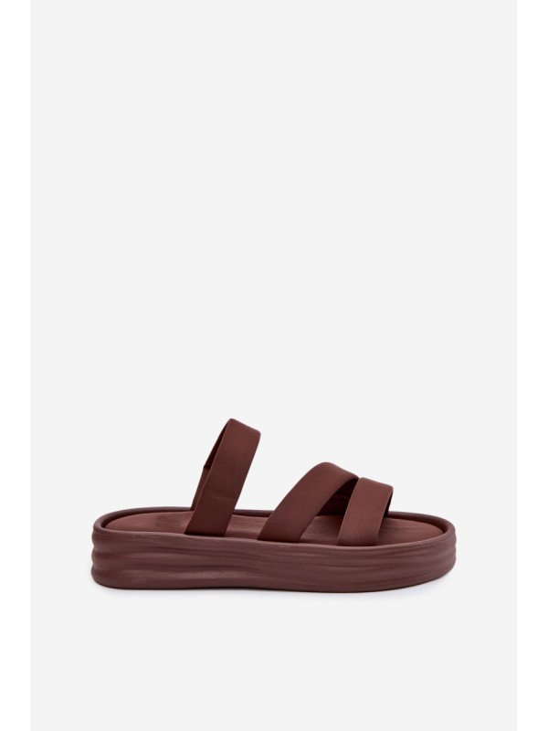Material Women's Platform Sandals With Straps Chocolate Liorine