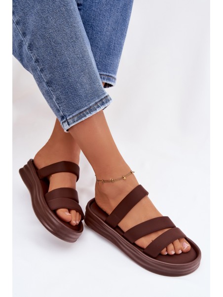 Material Women's Platform Sandals With Straps Chocolate Liorine