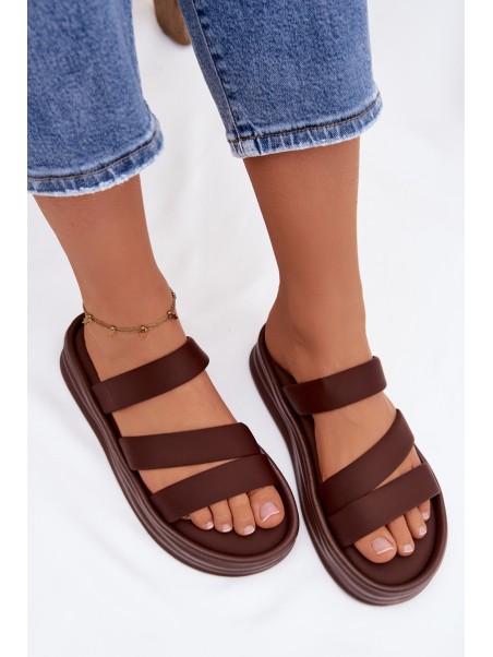Material Women's Platform Sandals With Straps Chocolate Liorine