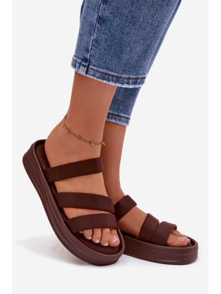 Material Women's Platform Sandals With Straps Chocolate Liorine