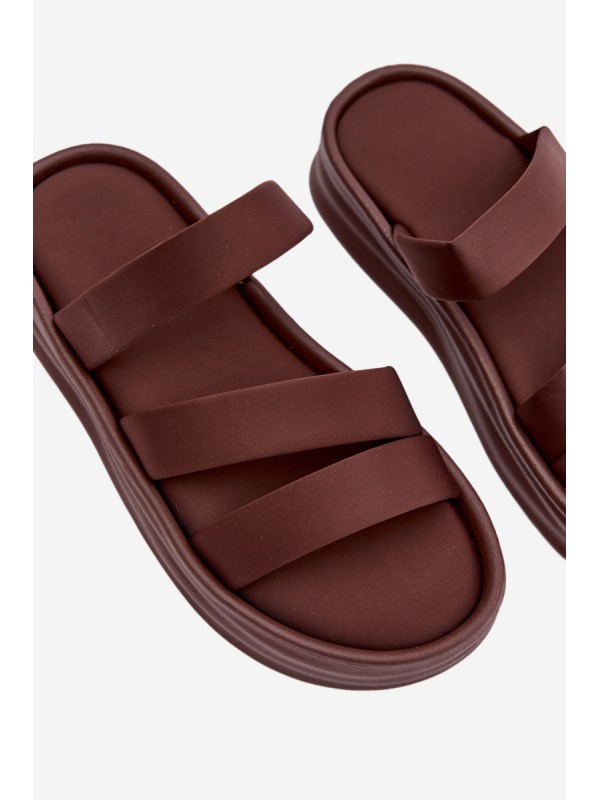 Material Women's Platform Sandals With Straps Chocolate Liorine