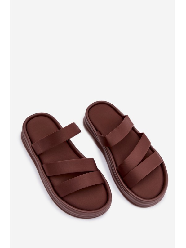 Material Women's Platform Sandals With Straps Chocolate Liorine