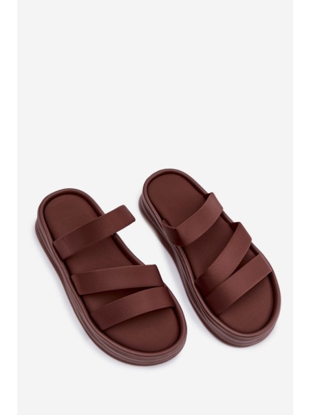 Material Women's Platform Sandals With Straps Chocolate Liorine