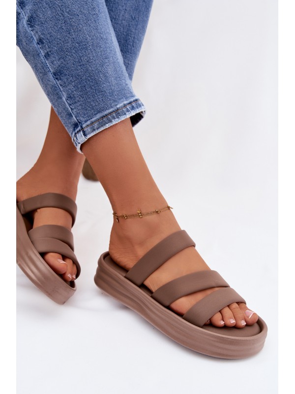 Material Women's Platform Sandals With Straps Khaki Liorine