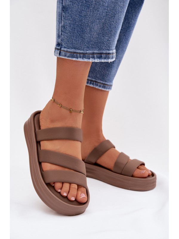 Material Women's Platform Sandals With Straps Khaki Liorine