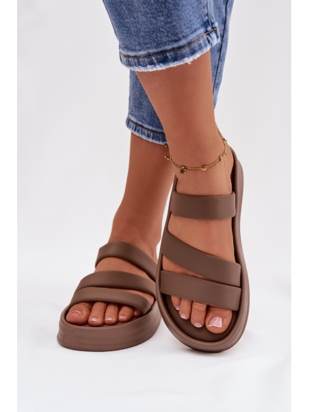 Material Women's Platform Sandals With Straps Khaki Liorine