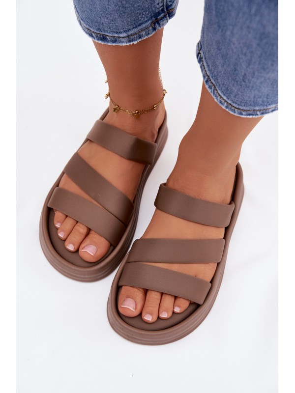 Material Women's Platform Sandals With Straps Khaki Liorine