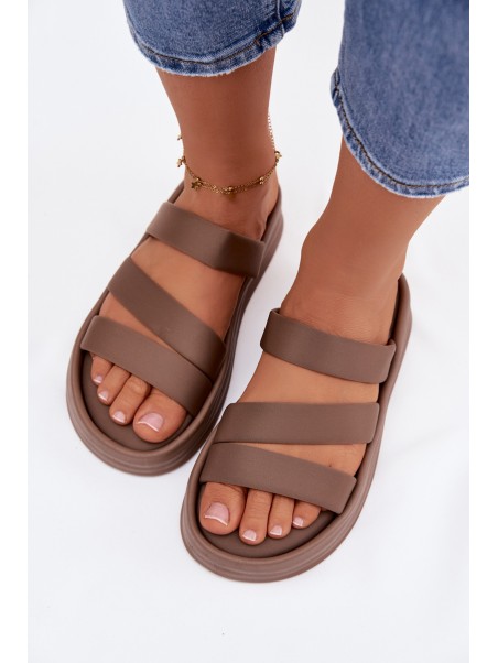 Material Women's Platform Sandals With Straps Khaki Liorine