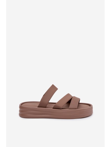 Material Women's Platform Sandals With Straps Khaki Liorine