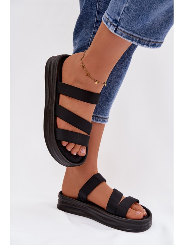 Material Women's Platform Sandals With Straps Black Liorine