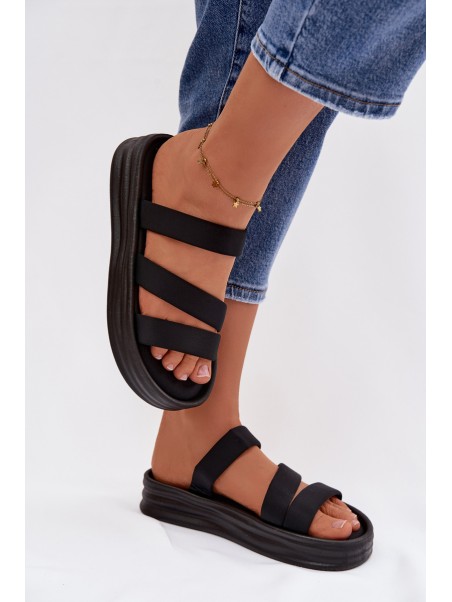 Material Women's Platform Sandals With Straps Black Liorine